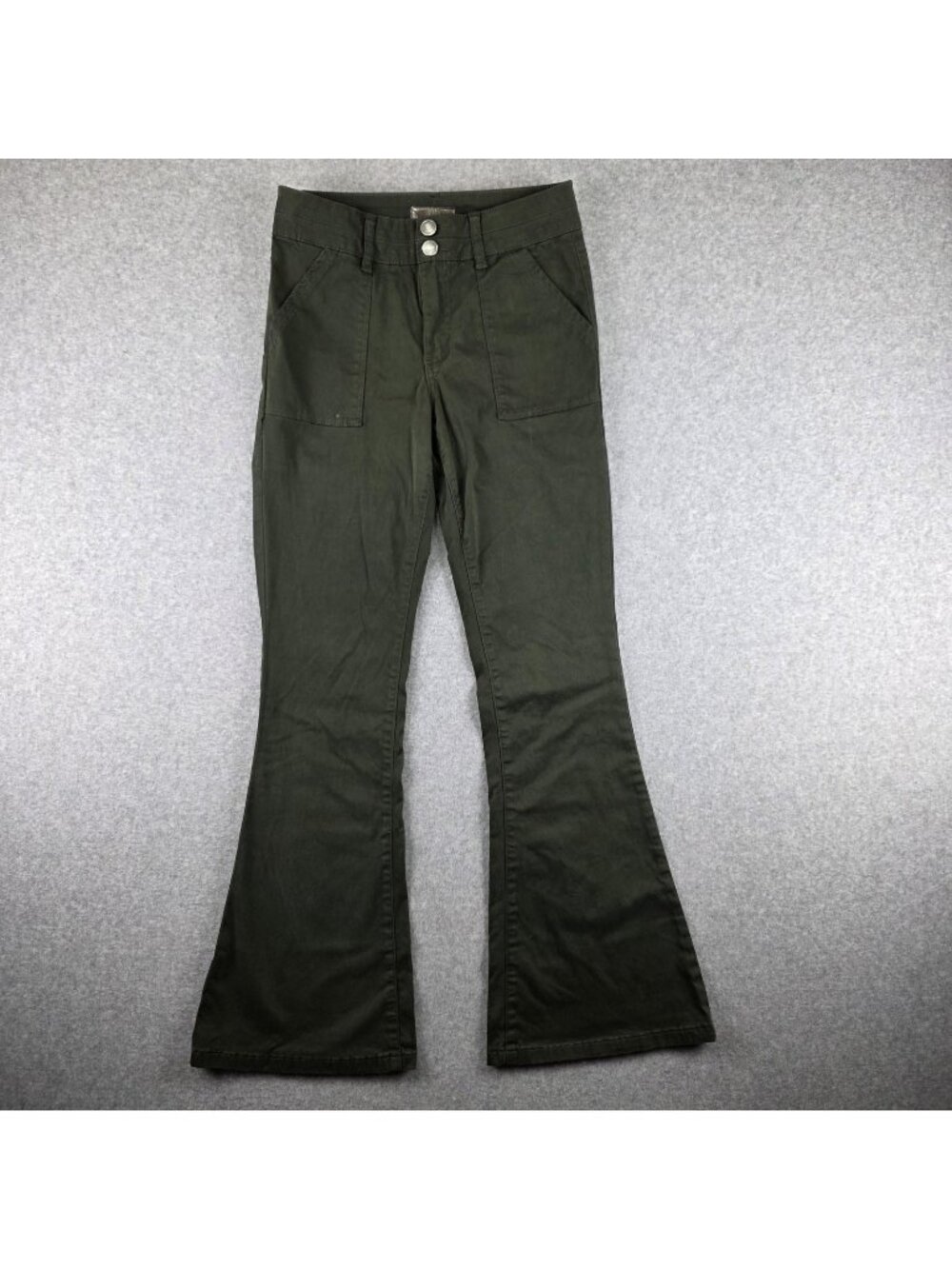 KUT From The Kloth ANA High Rise Flare Pants Womens 4 Olive Stretch Twill
